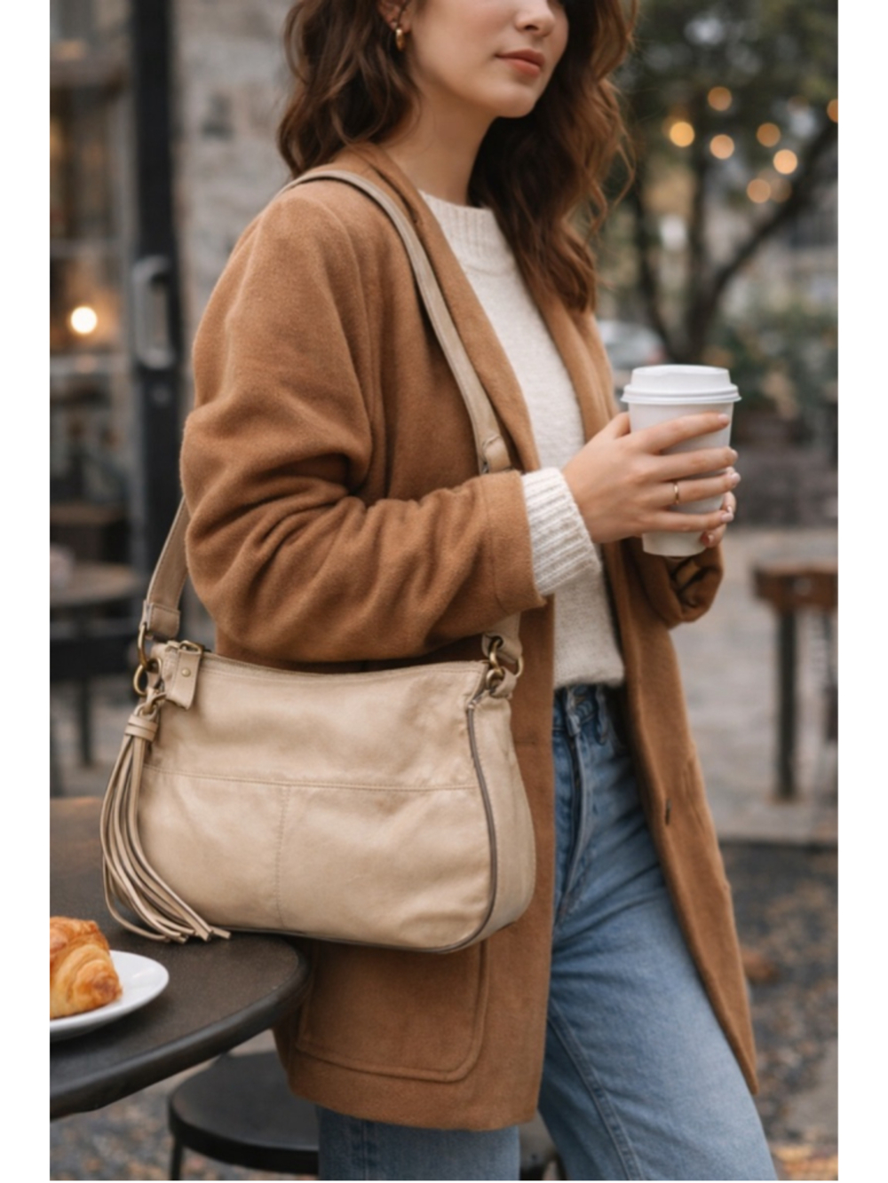 HOBO International leather shoulder bag Y2K minimalist baguette purse